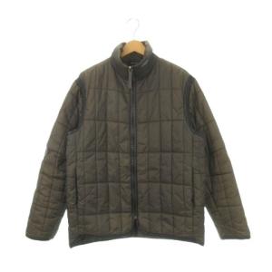 中綿ジップジャケット レザー切り替え スタンドカラー M カーキ ブラウン /AH9 GY11