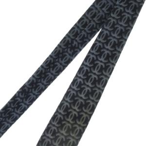 CHANEL ネクタイ 絹 シルク 紺 ネイビー 青 ブルー CCロゴ 総柄 /CK3 GY18
