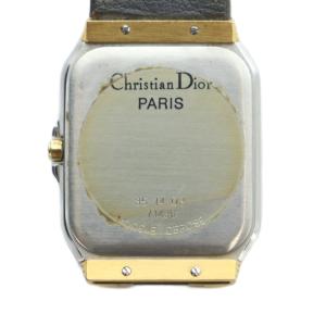 Christian Dior depose 35 14 02 腕時計 ウォッチ クォーツ スクエア レザーベルト カレンダー付き デイト