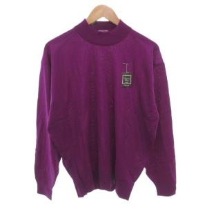 タグ付き ニット セーター ウール L 紫 パープル モックネック 長袖 /FF GY18