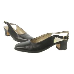Salvatore Ferragamo DONUM スリングバックパンプス レザー 本革 6 23.0cm 黒 ブラック スクエアトゥ チャンキーヒール