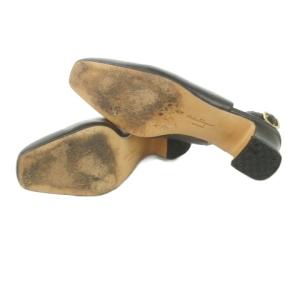 Salvatore Ferragamo DONUM スリングバックパンプス レザー 本革 6 23.0cm 黒 ブラック スクエアトゥ チャンキーヒール