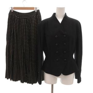 セットアップ プリーツ ドット柄 9 ブラック