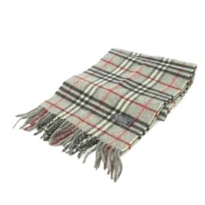 マフラー ウール グレー チェック柄