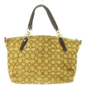 COACH 2way ショルダーバッグ ブラウン シグネチャー柄 ロゴチャーム F58283 /CK37 GY18