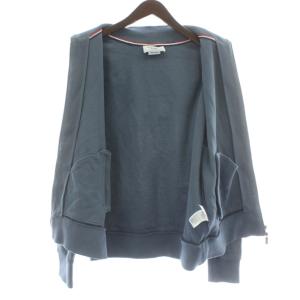 THOM BROWNE ダブルフェイス ニット 4BAR ファネルネック パーカー ジップアップ 3 ブルー