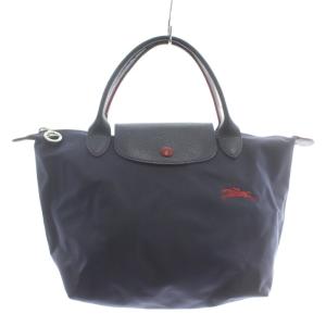 ル プリアージュ LE PLIAGE ハンドバッグ トート ナイロン レザー 折りたたみ ロゴ 刺繍 紺