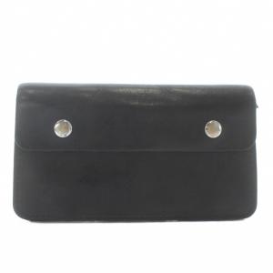 レザー トラッカー ウォレット 長財布  二つ折り ロゴ 黒 ブラック /XZ GY18