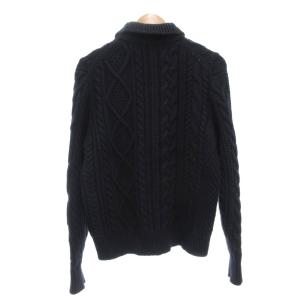 POLO RALPH LAUREN ニット ポロセーター M 長袖 カシミヤ混 コットン ケーブル編み 紺 ネイビー /AE GY17