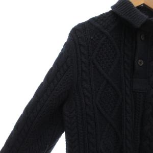 POLO RALPH LAUREN ニット ポロセーター M 長袖 カシミヤ混 コットン ケーブル編み 紺 ネイビー /AE GY17