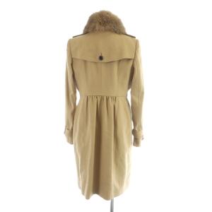 BURBERRY LONDON トレンチコート ウール カシミヤ混 ダブル フォックスファー ロング 長袖 総裏地 38 S ベージュ