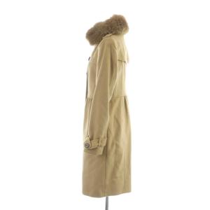 BURBERRY LONDON トレンチコート ウール カシミヤ混 ダブル フォックスファー ロング 長袖 総裏地 38 S ベージュ