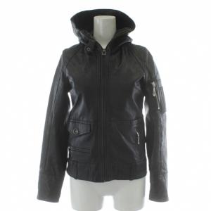 ライダースジャケット シングル フーディー 山羊革 レザー 革ジャン 黒 ブラック ショート丈 6211008