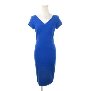 STUDIO ワンピース 0 青 ブルー Vネック 半袖 無地 115-148307 /MN33 GY18