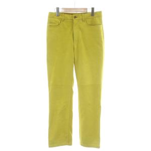 レザーパンツ ボトムス ラムレザー 羊革 黄色 イエロー ストレート ロング 634202PL /PP