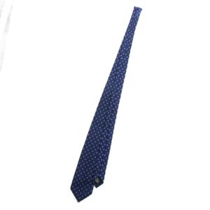 CHANEL ネクタイ 絹 シルク レギュラータイ ココマーク 総柄 紺 ネイビー /XZ GY18