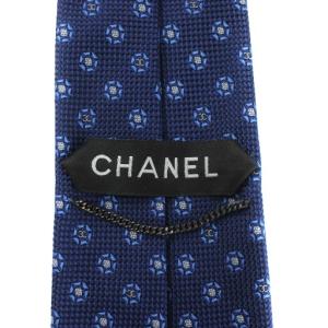 CHANEL ネクタイ 絹 シルク レギュラータイ ココマーク 総柄 紺 ネイビー /XZ GY18