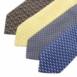 ネクタイ 4本セット 絹 シルク レギュラータイ 総柄 ロゴ マルチカラー /XZ GY18