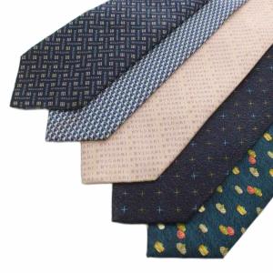 ネクタイ 5本セット 絹 シルク レギュラータイ ワイドタイ 総柄 ロゴ 紺 ネイビー 青 ブルー ピンク