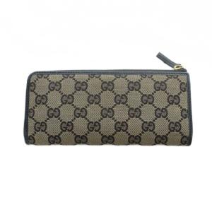 GUCCI 長財布 GG キャンバス ブラウン ブラック