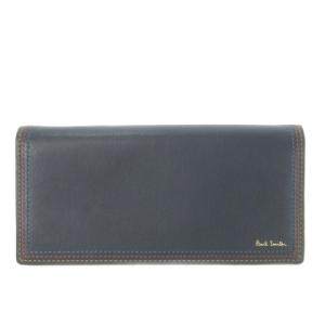 長財布 小銭入れあり 二つ折り財布 レザー 本革 黒 ブラック ステッチ /CK41 GY18