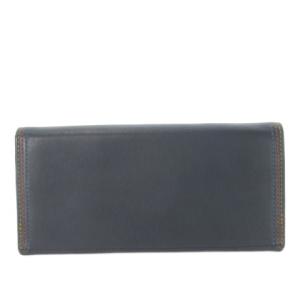 PAUL SMITH 長財布 小銭入れあり 二つ折り財布 レザー 本革 黒 ブラック ステッチ /CK41 GY18