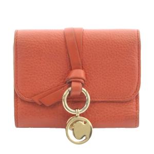 アルファベット スモール トリフォールド ウォレット 二つ折り財布 小銭入れあり チャーム カーフスキン