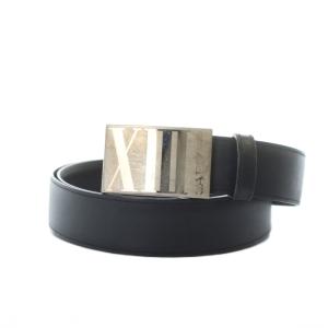 Cartier ベルト レザー ロゴ シルバー金具 黒 ブラック GY11 /MQ OH