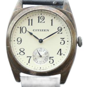 ジャンク品 腕時計 ウォッチ クォーツ スモセコ ラウンド レザーベルト Silver925 シルバー色