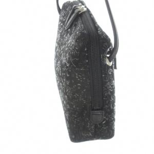 INDEN‐YA ショルダーバッグ レザー 本革 鹿革 漆 黒 ブラック 総柄 花唐草 6109 /CK32 GY18