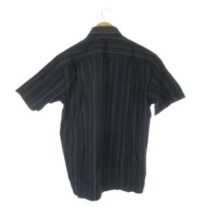 BURBERRY LONDON 半袖ワイシャツ M 紺 ネイビー ロゴ ストライプ BBW37-704-29 /CK3 GY18