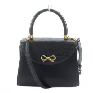 ハンドバッグ ショルダーバッグ 2WAY ゴールド金具 ロゴ レザー 黒 ブラック GY18 /MQ