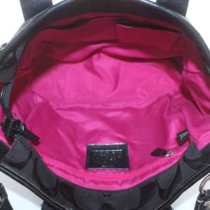 COACH ハンドバッグ ショルダー 2WAY キャンバス シグネチャー 総柄 黒 ブラック F18844 /XZ