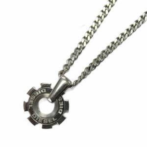 ギアモチーフ ネックレス ペンダント ロング ステンレススチール ロゴ シルバーカラー /KW GY18