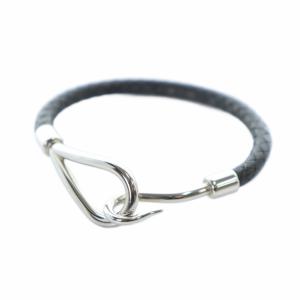 ジャンボ ブレスレット アクセサリー バングル レザー 黒 ブラック GY18 /MQ OH