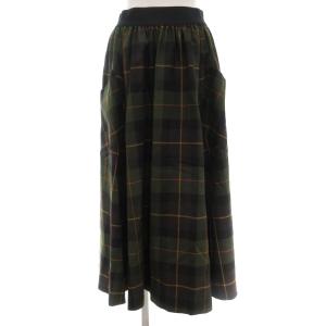 タグ付き フレアスカート F マキシ ロング イージー チェック柄 ウール カーキ /AE GY18