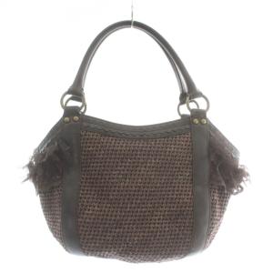 ANNA SUI かごバッグ トートバッグ ファー レース 蝶々チャーム 茶色 ブラウン /XZ GY18