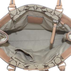 COACH ハンドバッグ トート キャンバス レザー シグネチャー 総柄 茶色 ブラウン F13065 /XZ GY18