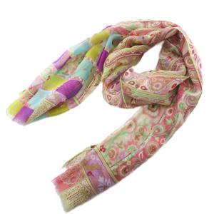 ストール 花柄 シルク シアー 総柄 マルチカラー GY18