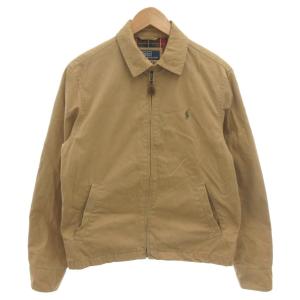 ヴィンテージ スイングトップ ジャケット ブルゾン S ベージュ フロントジップ ポニー刺繍 裏地チェック