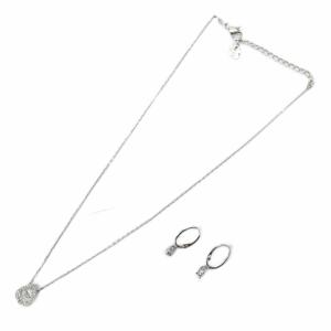 スパークリングダンス ペア ネックレス ピアス 2点セット ペンダント ダンシングクリスタル シルバーカラー
