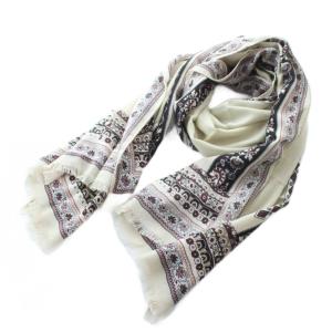 ストール アイボリー 生成り 花柄 /KW GY18