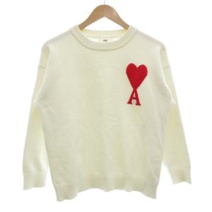 コットンニット プルオーバー ハートモチーフロゴ M ホワイト