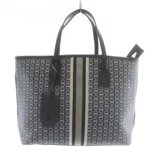 ハンドバッグ ショルダー 2WAY PVC レザー ロゴ 総柄 ゴールド金具 黒 ブラック /XZ GY18