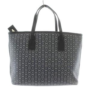 TORY BURCH ハンドバッグ ショルダー 2WAY PVC レザー ロゴ 総柄 ゴールド金具 黒 ブラック /XZ GY18