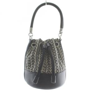 ハンドバッグ バケットバッグ キャンバス レザー ロゴ 総柄 ベージュ 黒 ブラック H603M06RE22