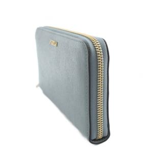 FURLA 長財布 レザー 本革 水色 ライトブルー 小銭入れあり ロゴ ラウンドファスナー /KW GY18