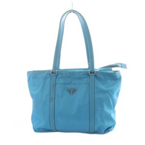 ハンドバッグ トート ナイロン レザー 三角プレート 青 ブルー GY18 /MQ OH
