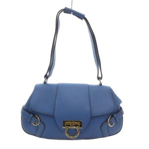 ショルダーバッグ ハンドバッグ ガンチーニ レザー 青 ブルー /UO GY13