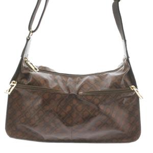 ソフティ ショルダー バッグ ナイロン ロゴ 総柄 斜めがけ 茶 ブラウン /KW GY18